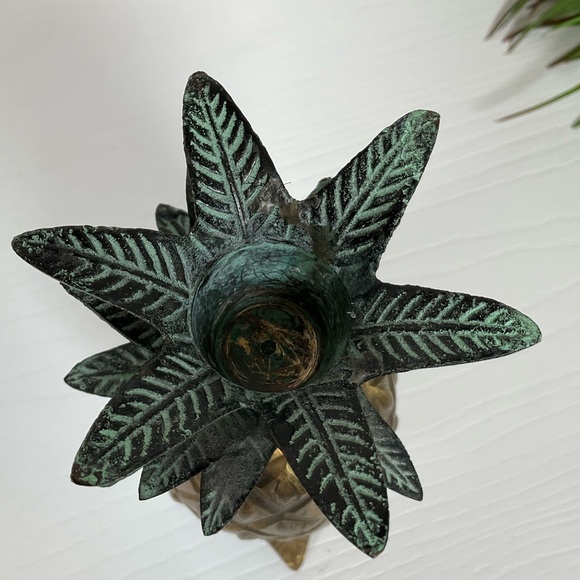 Vintage Brass|Patina Pineapple Candle Holder - Picture 4 of 4